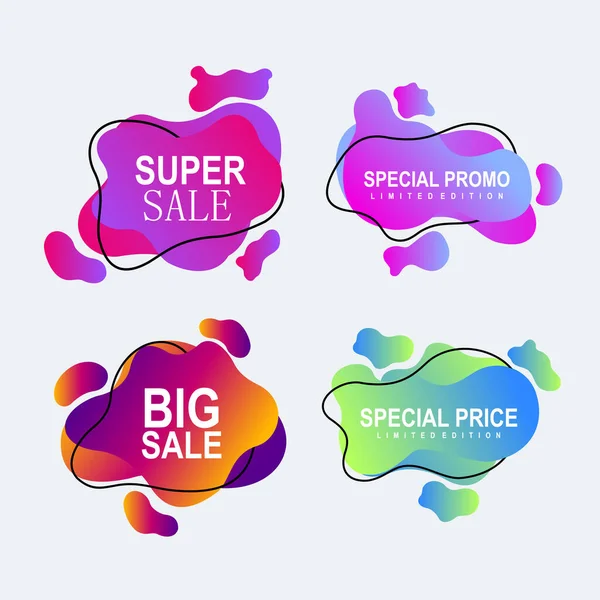 Conjunto Burbujas Coloridas Del Discurso Diseño Ameba Para Promoción Publicidad — Vector de stock