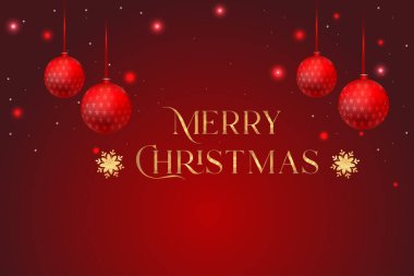 Kırmızı arka planda ışıklar ve dekorasyonla gerçekçi bir Noel tasarımı