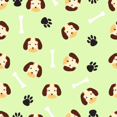 Şirin köpek çizimleriyle kusursuz desen. Duvar kağıtları, hediye paketleri, kapaklar için iyi.
