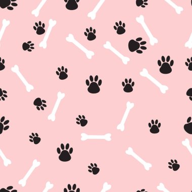 Kemikli kusursuz desen, köpek pençesi çizimleri. Duvar kağıtları, hediye paketleri, kapaklar için iyi.