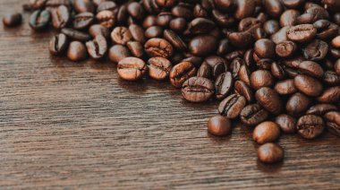 Coffee on grunge wooden background.Selective focus.               