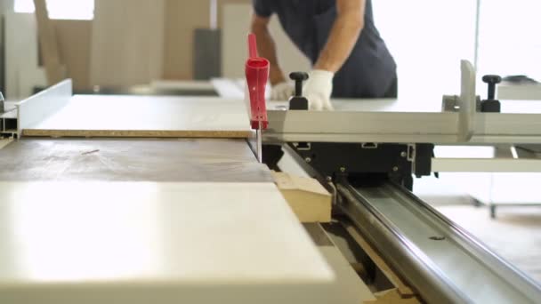 Der Prozess Der Herstellung Von Holzspanplatten Möbel Schneidebretter Die Kanten — Stockvideo