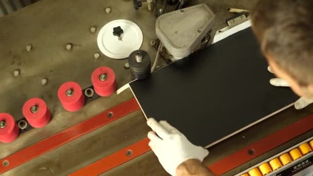 Processus Fabrication Meubles Panneaux Particules Bois Planches Découper Alignez Les — Video