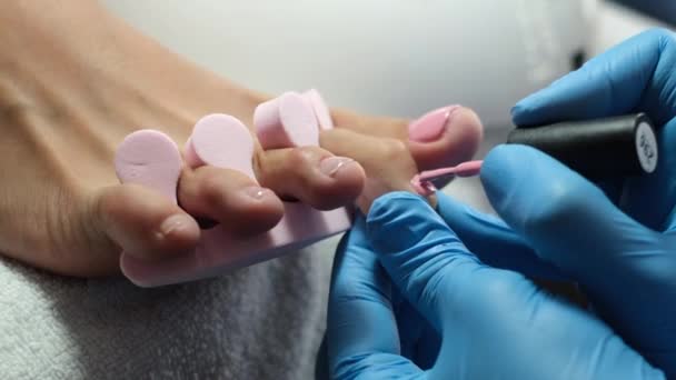 Pedicure Salon Coiffure Soins Des Pieds Des Ongles Processus Des — Video