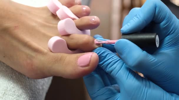 Pedicure Van Huissalons Voetverzorging Nagel Het Proces Van Professionele Pedicures — Stockvideo