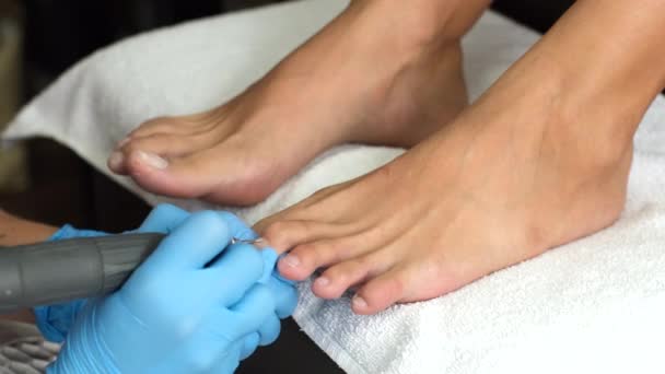 Pediküre Salon Pediküre Hause Fußpflege Und Nagelpflege Der Prozess Der — Stockvideo