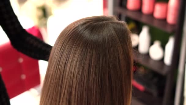 Prosedur Keratin Salon Kecantikan Menggunakan Pengering Rambut Jarak Sosial Langkah — Stok Video