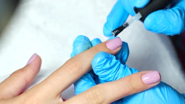 Processus Manucure Matériel Belles Mains Féminines Traitement Des Ongles Doigt — Video