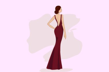 Drees ile moda kızı illüstrasyonu