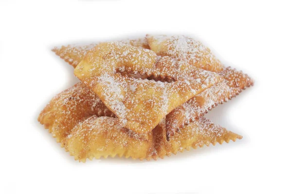 Italiensk Karnevalsbakelse Vitt Traditionella Karnevalsbakverk Chiacchere Eller Crostoli Bugie Cenci — Stockfoto