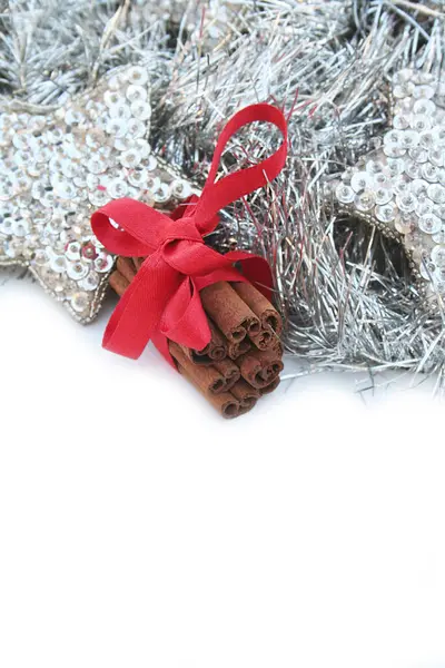 Рождественский Фон Рождественская Звезда Украшения Изолированы Белом Фоне — стоковое фото