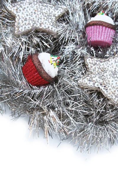 Vánoční Pozadí Vánoční Dekorace Izolované Bílém Pozadí — Stock fotografie