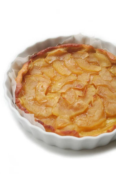 Tarte Aux Pommes Traditionnelle Tatin Isolé Sur Fond Blanc Pâtisserie — Photo