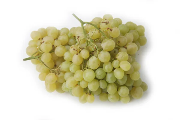 白を基調とした2つの新鮮な熟した緑のブドウ 健康的な果物 — ストック写真