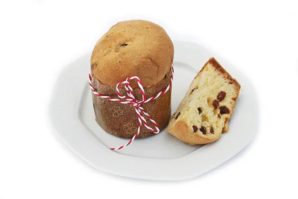 Beyaz Arka Planda Panettone Adlı Talyan Noel Pastası Noel Tatilini — Stok fotoğraf