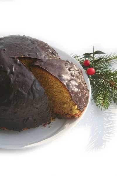 Pastel Dulce Tradicional Italiano Llamado Parrozzo Hecho Con Almendras Plato — Foto de Stock