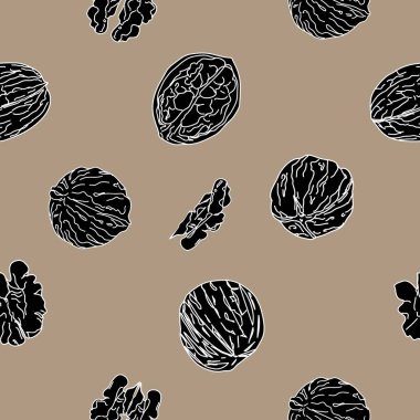 Kusursuz desen. Vektör grafikleri. Bir çift fındık.