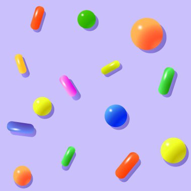 Kusursuz desen. Vektör grafikleri. Çok renkli nesneler.