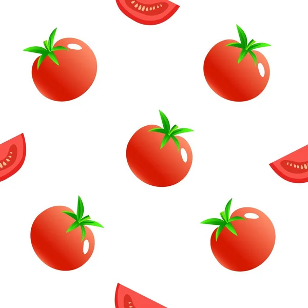 Padrão Cor Fundo Branco Tomate Tomate Cortado — Vetor de Stock