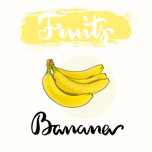 Banana design etichetta frutta per il prodotto . — Vettoriale Stock