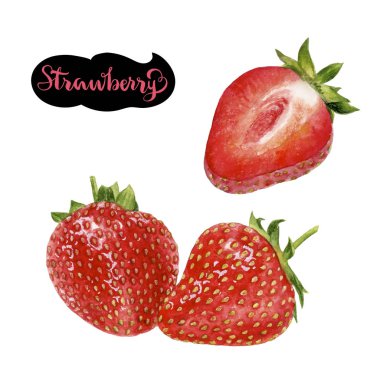 çilek suluboya resim