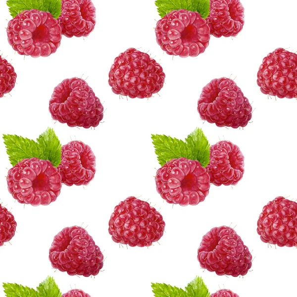 Framboise motif sans couture aquarelle illustration isolée sur blanc . — Photo