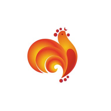 Altın horoz logo şablonu tasarım. Vektör çizim.