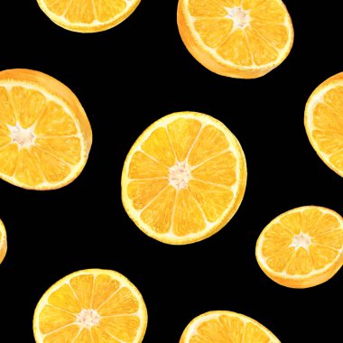 Suluboya el çekilmiş turuncu meyve seamless modeli.