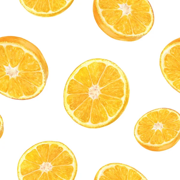 Акварель ручний намальований помаранчевий фруктовий безшовний візерунок . — стокове фото