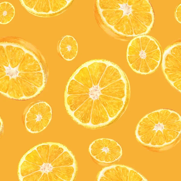 Acquerello disegnato a mano arancione frutta modello senza cuciture . — Foto Stock