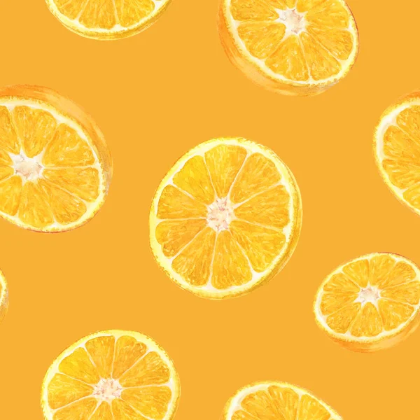 Padrão sem emenda de frutas laranja desenhado à mão aquarela . — Fotografia de Stock