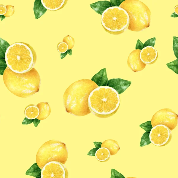 Padrão sem emenda de limão desenhado à mão aquarela . — Fotografia de Stock