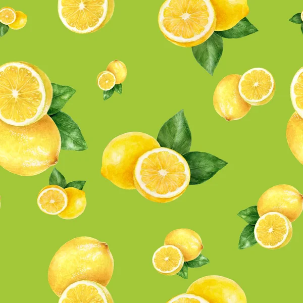 Aquarel hand getrokken citroen fruit naadloze patroon. — Stockfoto