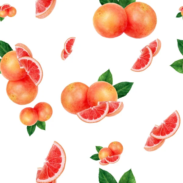 Aquarel hand getekende verse grapefruit naadloze patroon. — Stockfoto