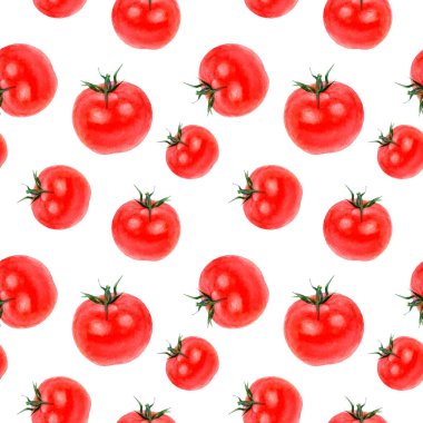 Suluboya el çekilmiş domates izole seamless modeli.