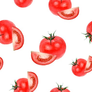 Suluboya el çekilmiş domates izole seamless modeli.