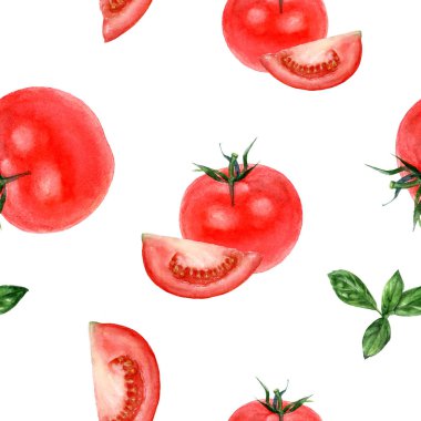 Suluboya el çekilmiş domates izole seamless modeli.