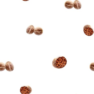 Suluboya el çizilmiş Hindistan cevizi baharatlar Dikişsiz desen.