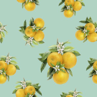 Suluboya el çekilmiş turuncu meyve seamless modeli.