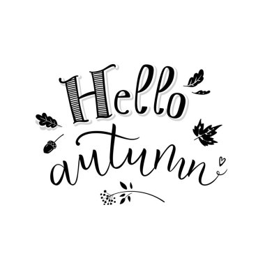 Merhaba sonbahar el çizilmiş vektör harf tasarımı