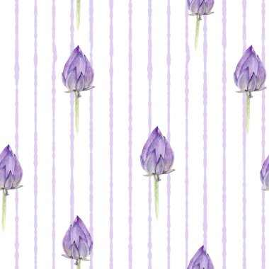 Suluboya el çizilmiş nilüfer izole dikişsiz desen.