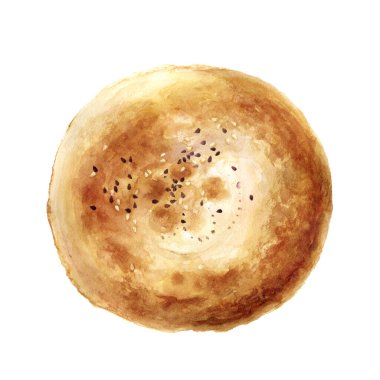 Tandoor ekmek suluboya çizimi beyaz arkaplanda izole edildi