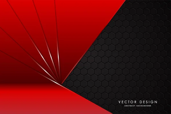 Métal Rouge Avec Illustration Vectorielle Fond Technologie Polygone — Image vectorielle