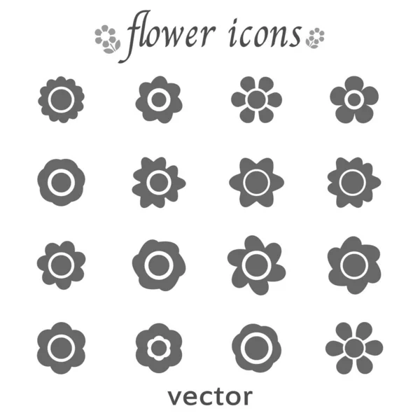 Collection Different Stylistic Flowers Icons Set Vector Illustration Eps10 — Stock Vector