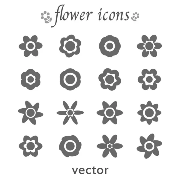 Collection Different Stylistic Flowers Icons Set Vector Illustration Eps10 — Stock Vector