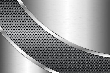  Metalik arka plan. Gri ve gümüş karbon fiber desenli. Metal teknoloji kavramı..