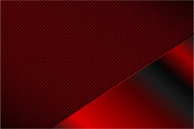 Metalik arka plan. Kırmızı, karbon fiber, karanlık uzay metal teknolojisi kavramı..