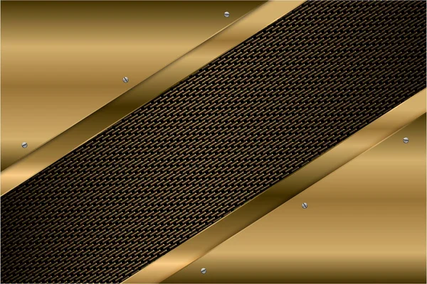 Металлическая Подложка Золота Текстурой Углеродного Волокна — стоковый вектор