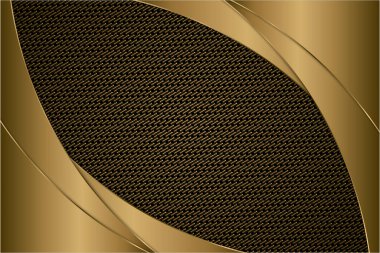   Metalik arka plan. Karbon fiber desenli altın lüksü. Altın metal modern tasarım..