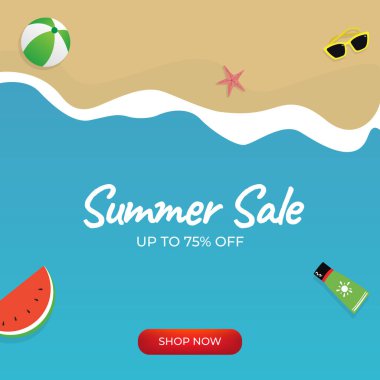 Yaz Satışı Tasarımı Yazdırma ve Sosyal Medya İçin Uygun Sancak